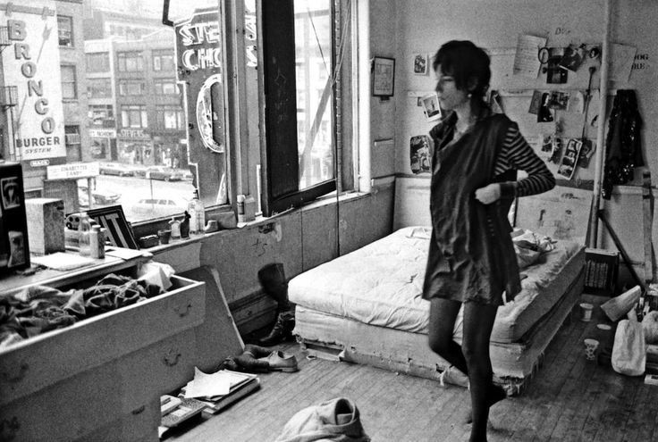 Patti Smith in her room that she shared with photographer Robert Mapplethorp at the Chelsea Hotel
