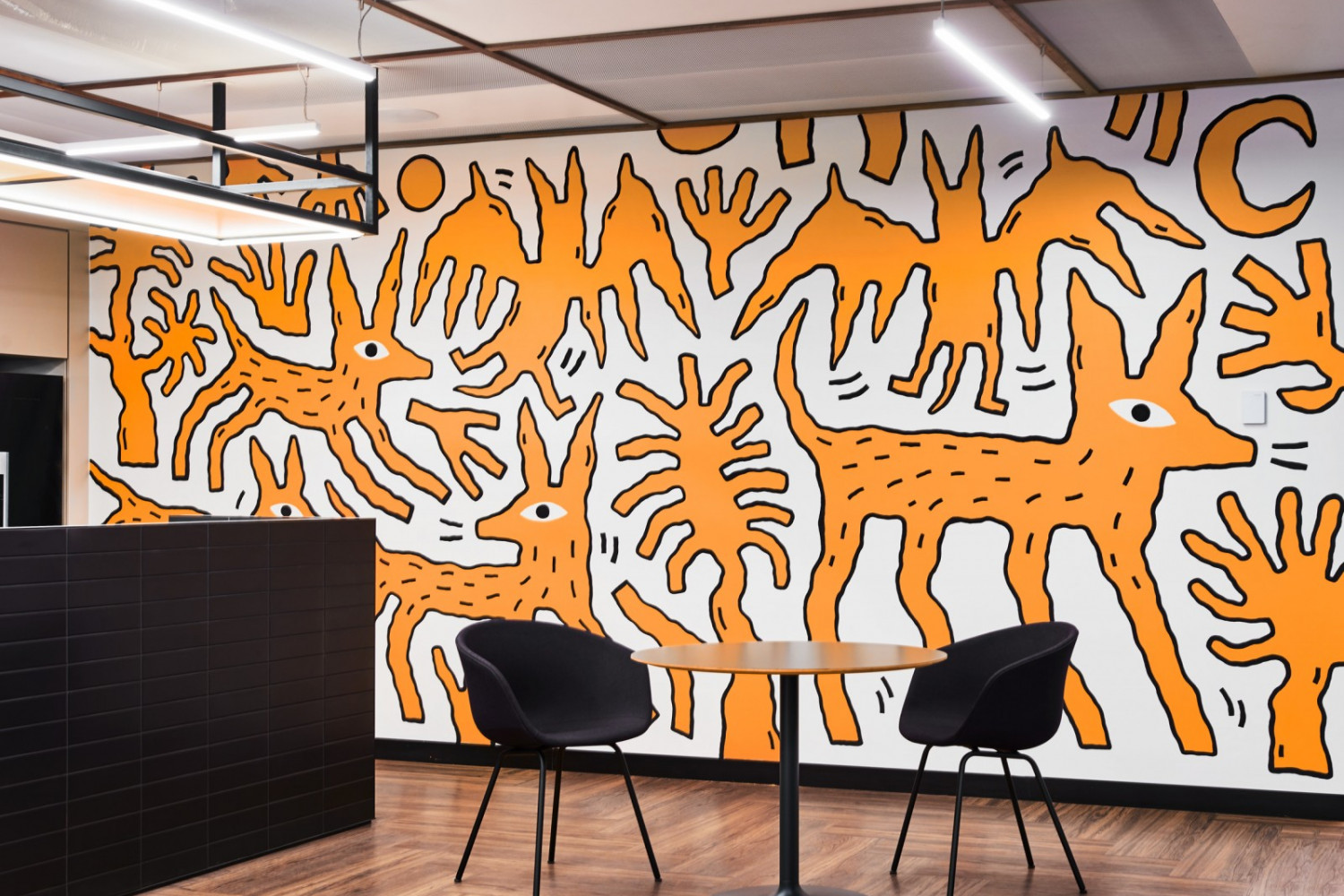 Minna Leunig mural piece, one of the 12 murals across 10 staff floors, in Deloitte's Melbourne office, July 2020. Photo by Rochelle Eagle