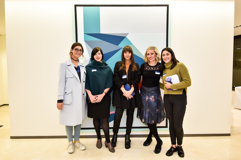 Artists and Art Pharmacy Team in front of Genevieve Felix Reynolds, Fat Spearmint at Deloitte Partners Evening
