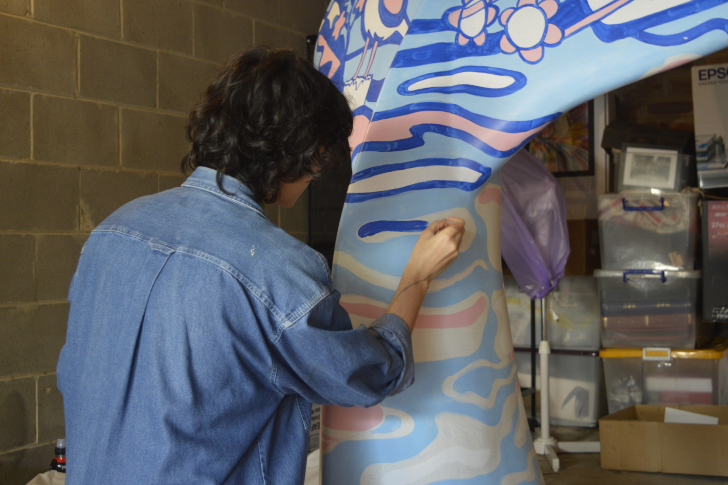 Armenian-Australian artist Christine Yahya a.k.a. Pink Bits painting her Whale Tale