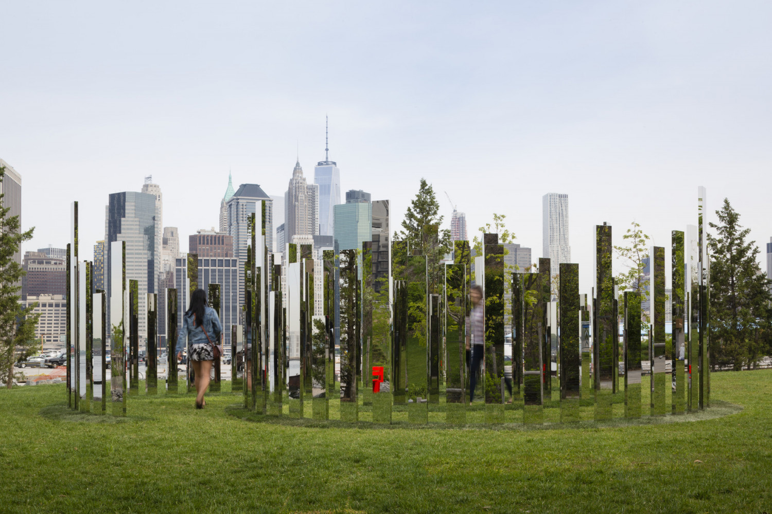 Jeppe Hein, Mirror Labyrinth NY, part of the Exhibition 'Please Touch the Art'. Image: James Ewing courtesy of Public Art Fund