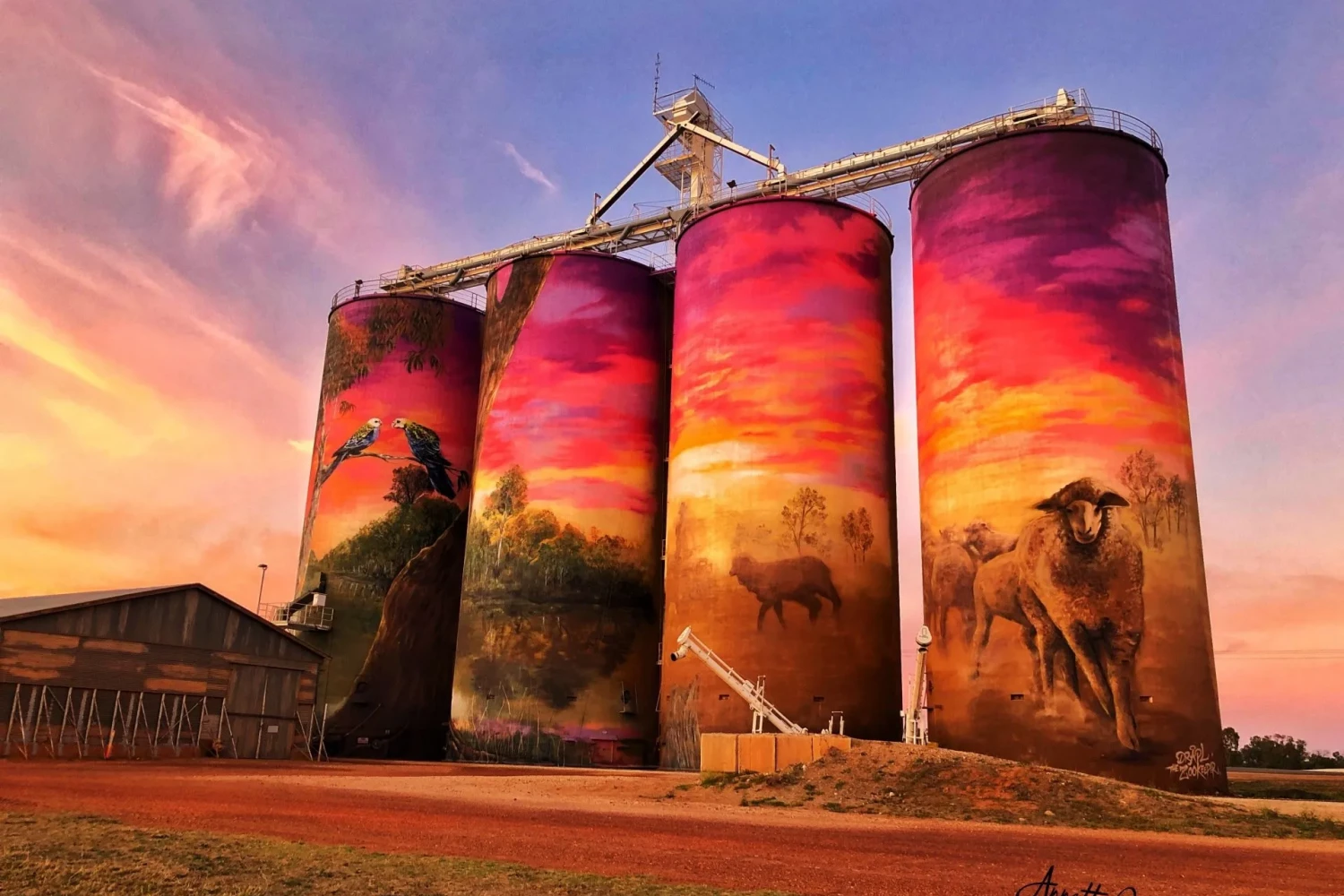 GrainCorp Silos at Thallon (QLD), Joel Fergie and Travis Vinson. Photography: Annette Green